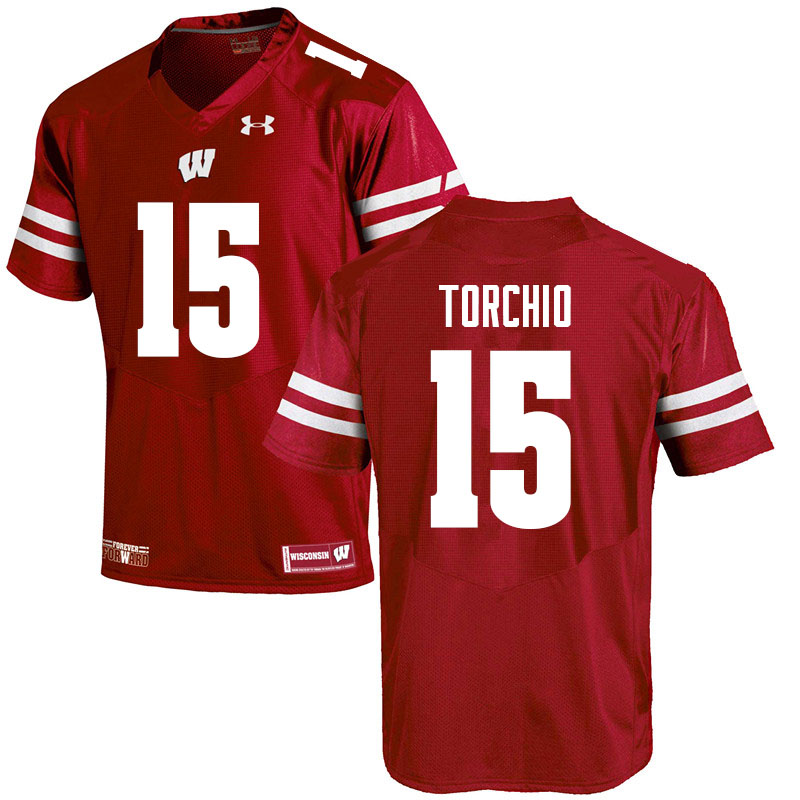 Wisconsin Badgers Men's #15 John Torchio NCAA Under Armour Authentic Red College Stitched Football Jersey JX40A87SP